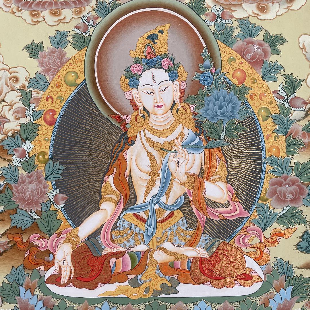 タンカ　ホワイトターラー　掛け軸