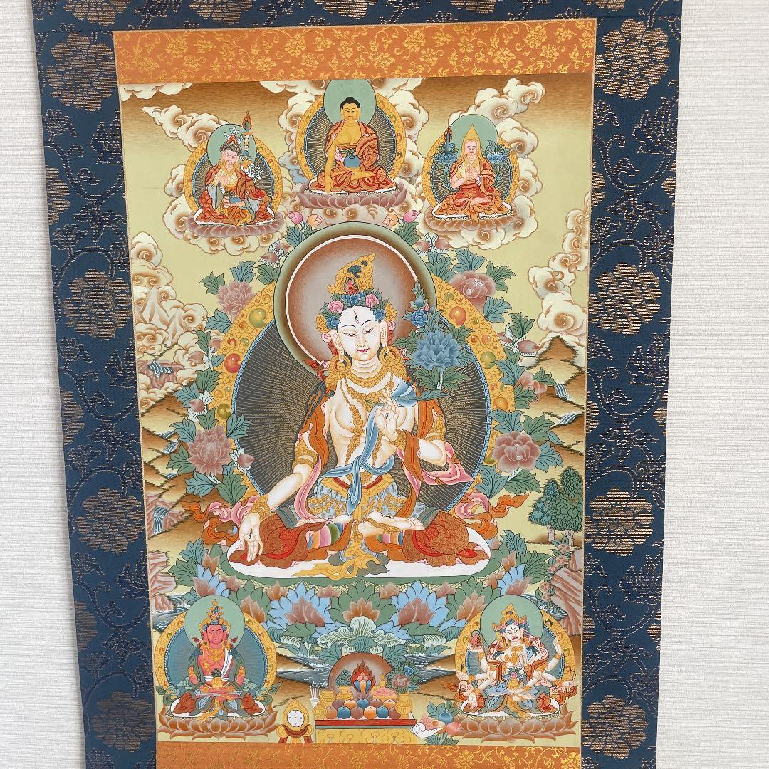 タンカ　ホワイトターラー　掛け軸