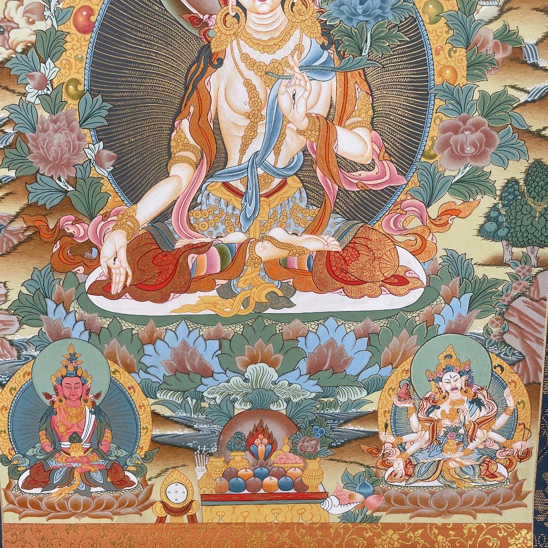 タンカ　ホワイトターラー　掛け軸