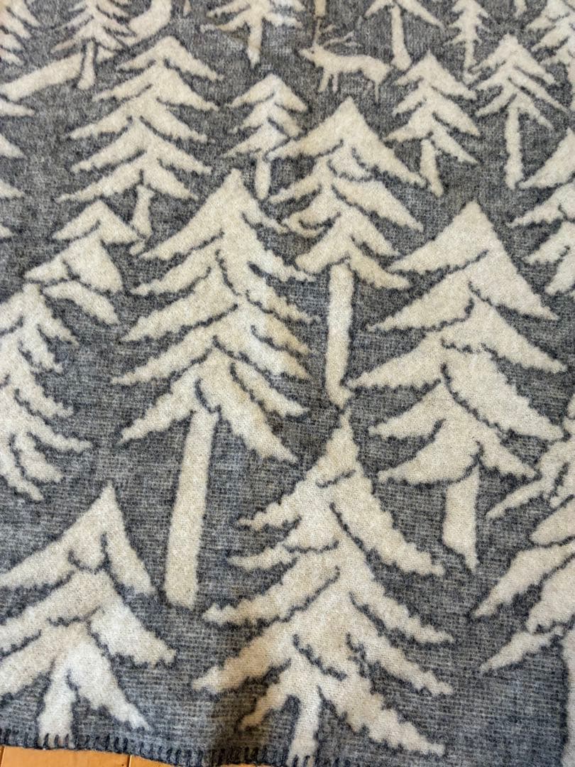 美品KLIPPAN✕mina perhonen 　ウールブランケット　グレー