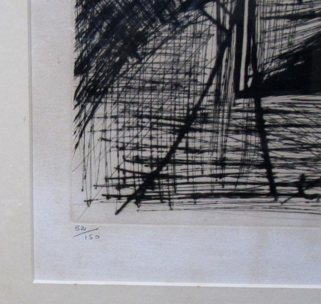 額装 線の画家 ベルナール・ビュフェ［ヨットハーバー］真筆サイン入り