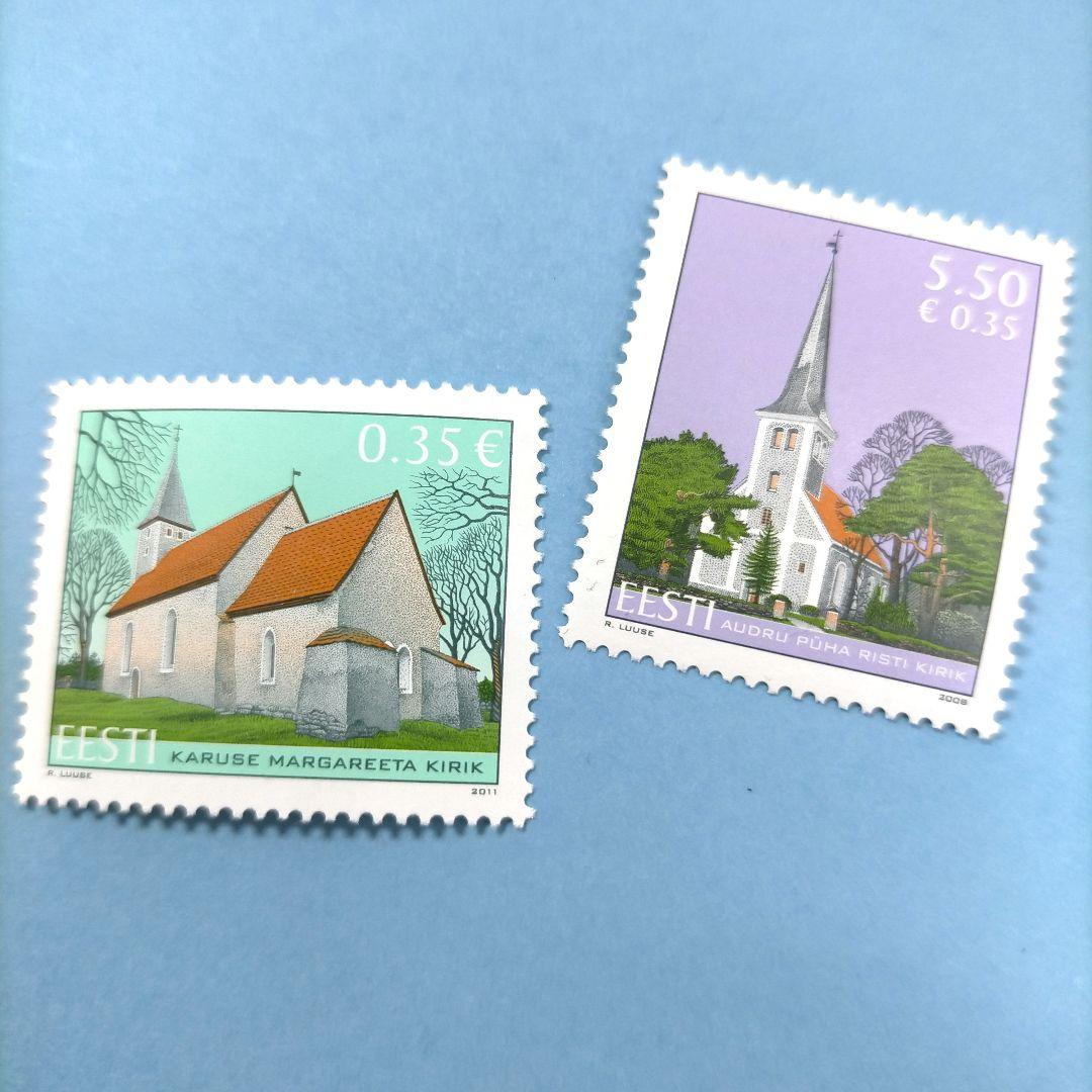 2686 外国切手 エストニア 1990年代 教堂建物 シリーズ 7種 未使用