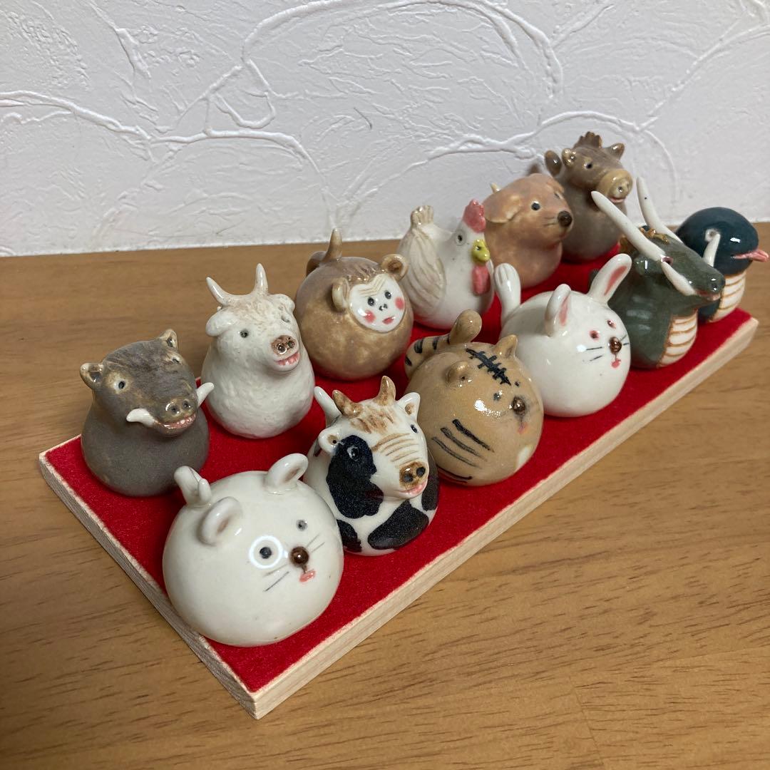 ハンドメイド 3 陶器 置物 十二支 干支 正月飾り 午