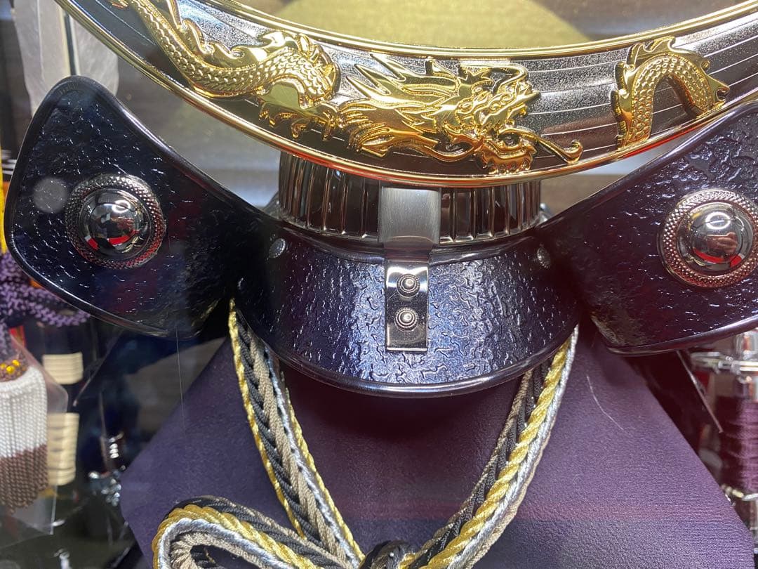 伊達政宗　東京久月　五月人形　家紋付き兜飾り　オルゴール付きガラスケース入