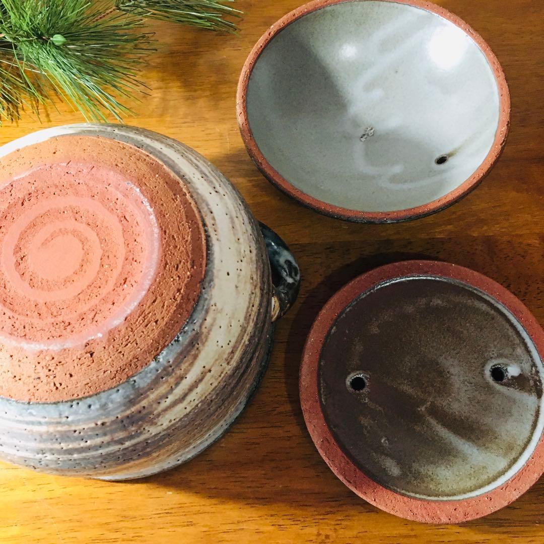 【新品未使用】橘吉　白刷毛目　ご飯鍋セット　 土鍋3合　中蓋付　茶碗　しゃもじ