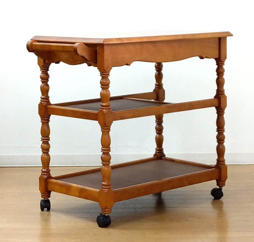 美品 横浜クラシック家具 ダニエル 木製 樺桜 A-722ワゴン キッチンワゴン