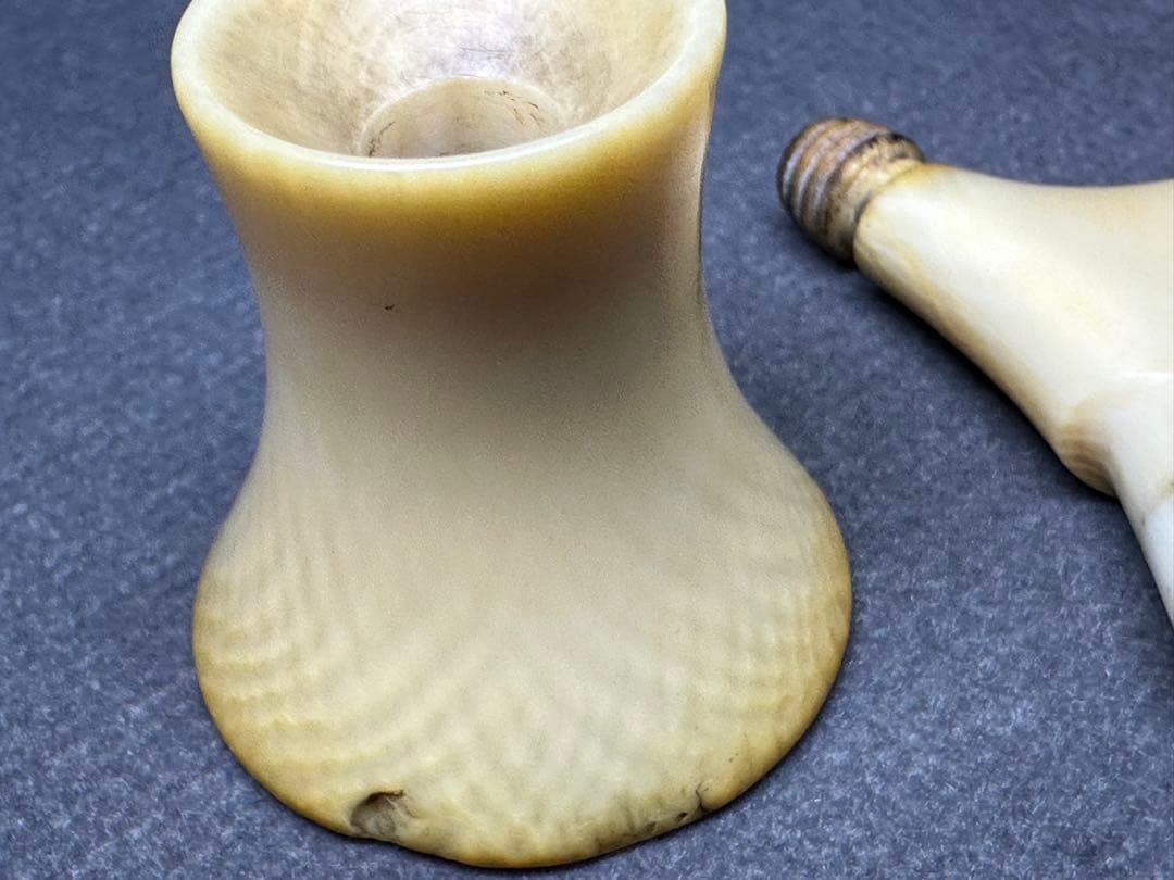 極上　戦前　聴診器　根付　天然素材　アンティーク　骨董　飾り物　細密細工　彫刻