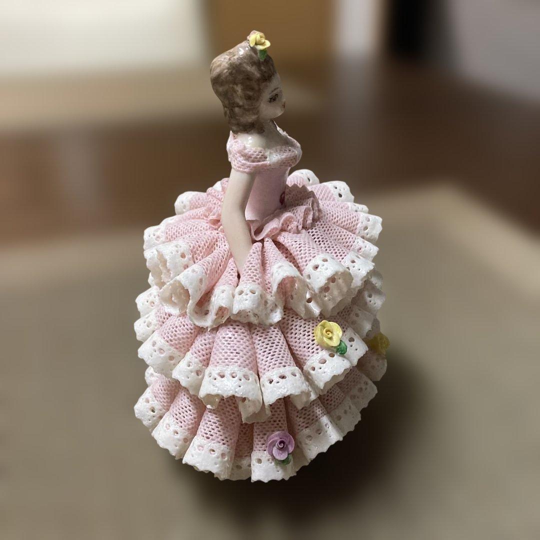 希少品‼️美品‼️アイリッシュドレスデン　置き物　レース陶磁器人形