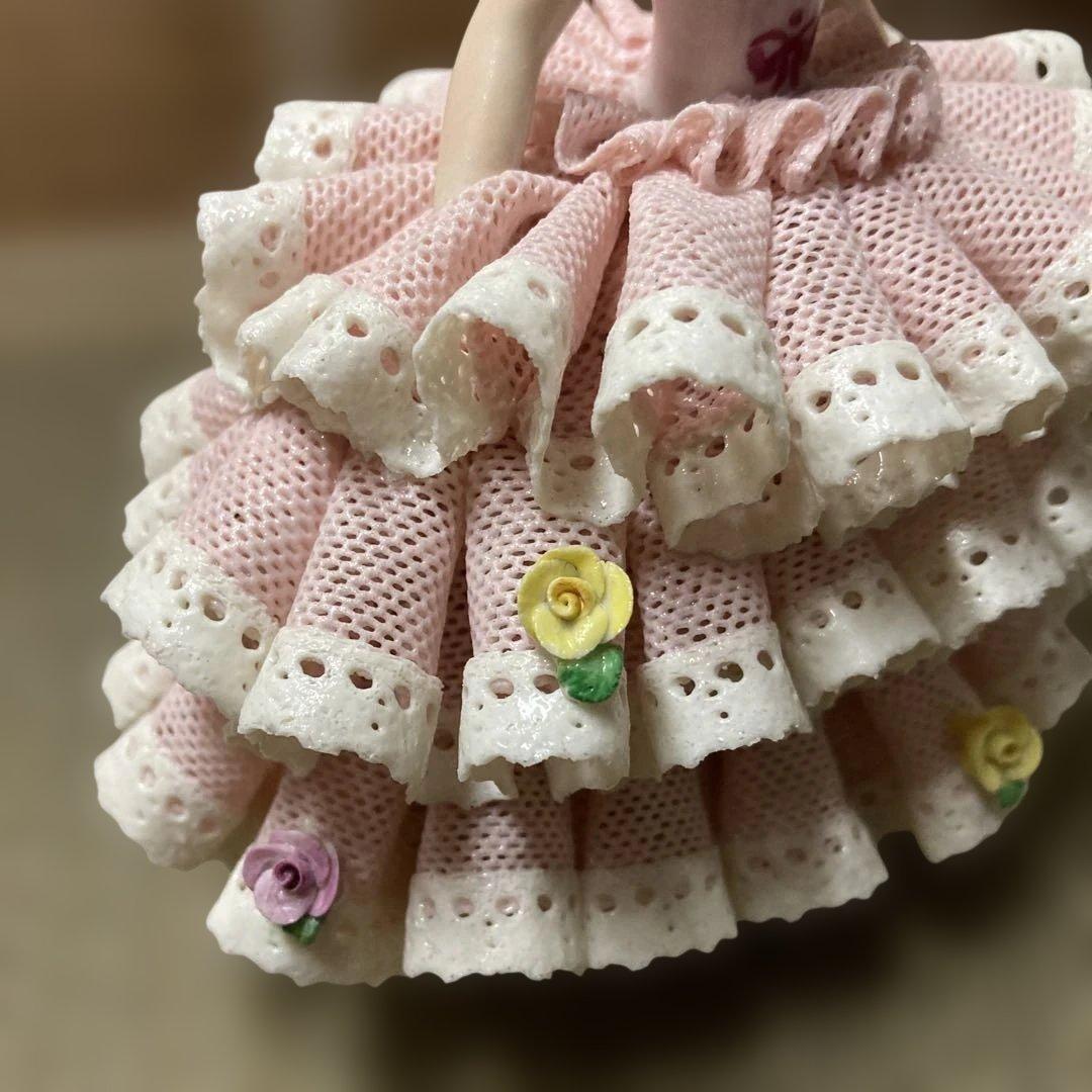 希少品‼️美品‼️アイリッシュドレスデン　置き物　レース陶磁器人形