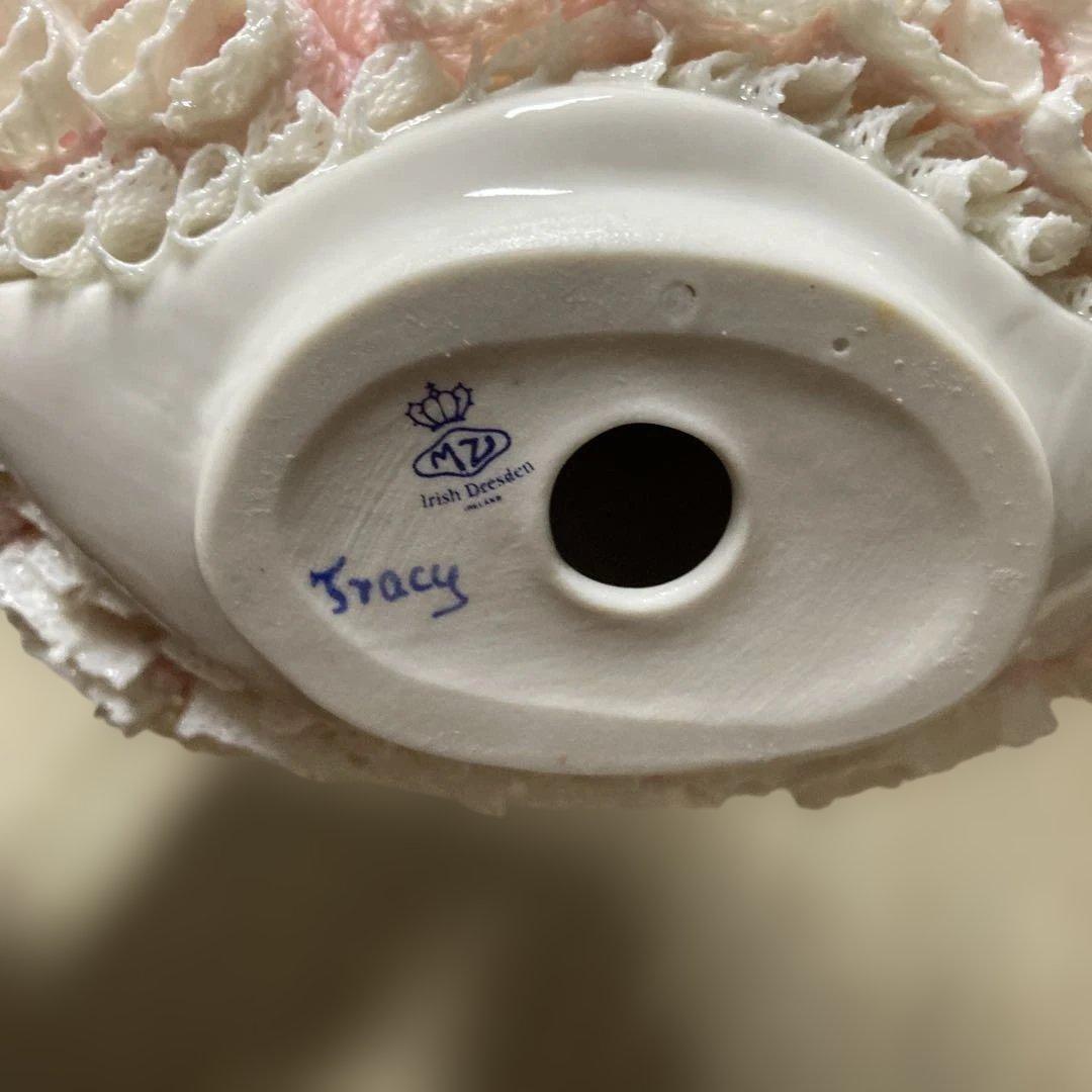 希少品‼️美品‼️アイリッシュドレスデン　置き物　レース陶磁器人形