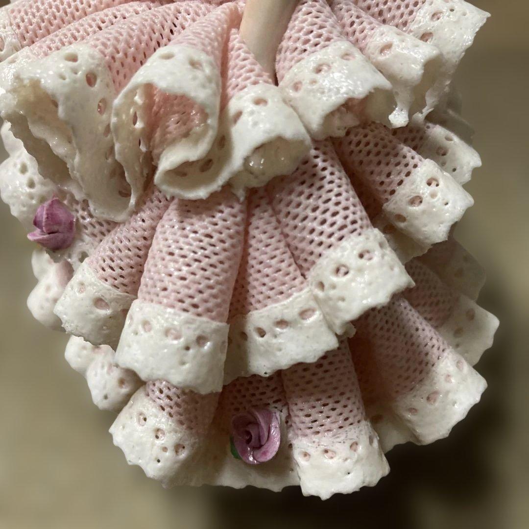 希少品‼️美品‼️アイリッシュドレスデン　置き物　レース陶磁器人形