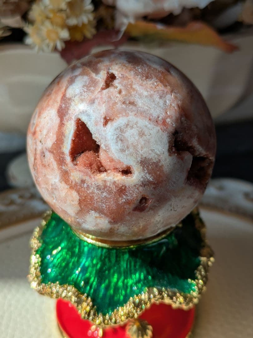 希少石❦赤ピンクアメジスト　48.5mm 天然石 スフィア