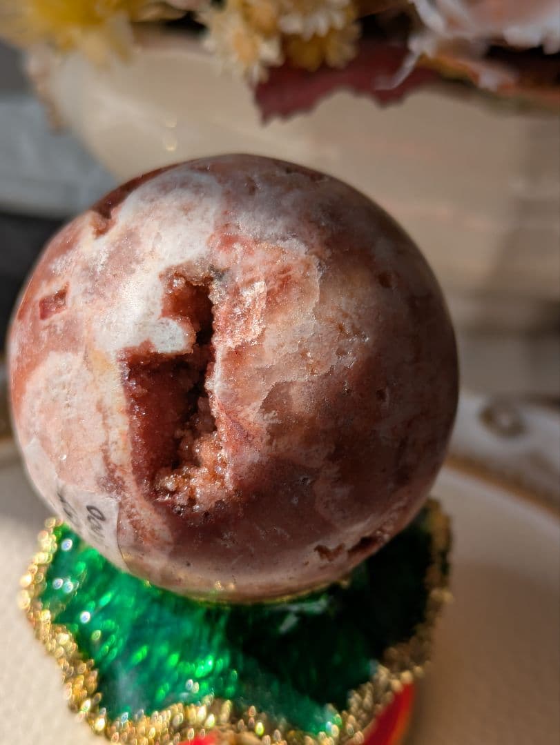 希少石❦赤ピンクアメジスト　48.5mm 天然石 スフィア