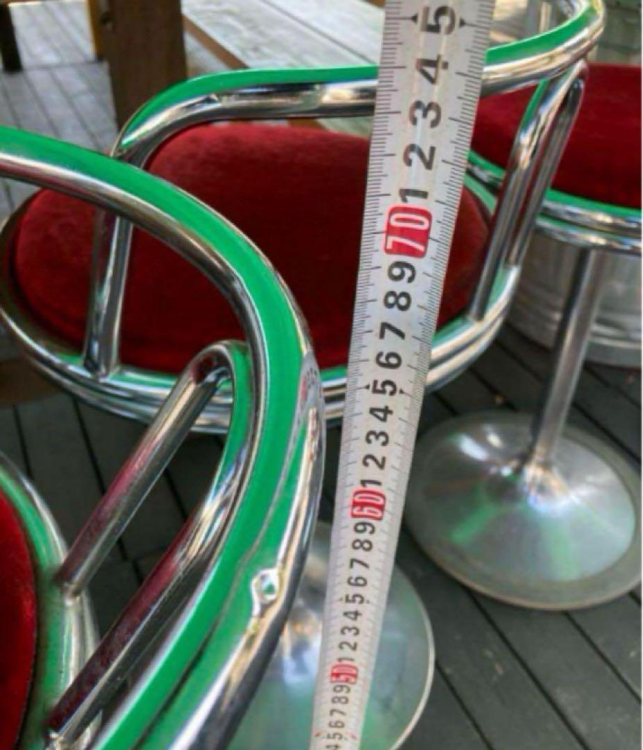 アメリカンチェア座面ベルベット◇カウンターチェア昭和レトロ看板ガレージ基地　椅子