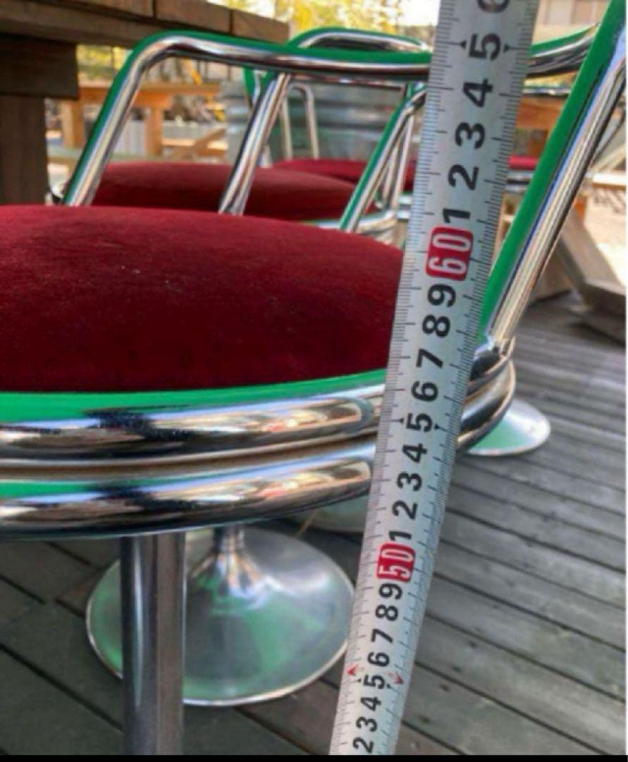 アメリカンチェア座面ベルベット◇カウンターチェア昭和レトロ看板ガレージ基地　椅子