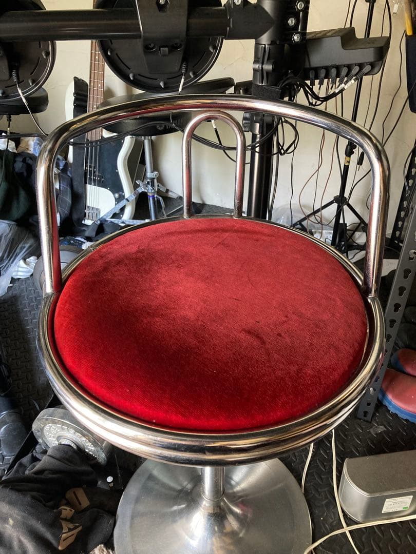 アメリカンチェア座面ベルベット◇カウンターチェア昭和レトロ看板ガレージ基地　椅子