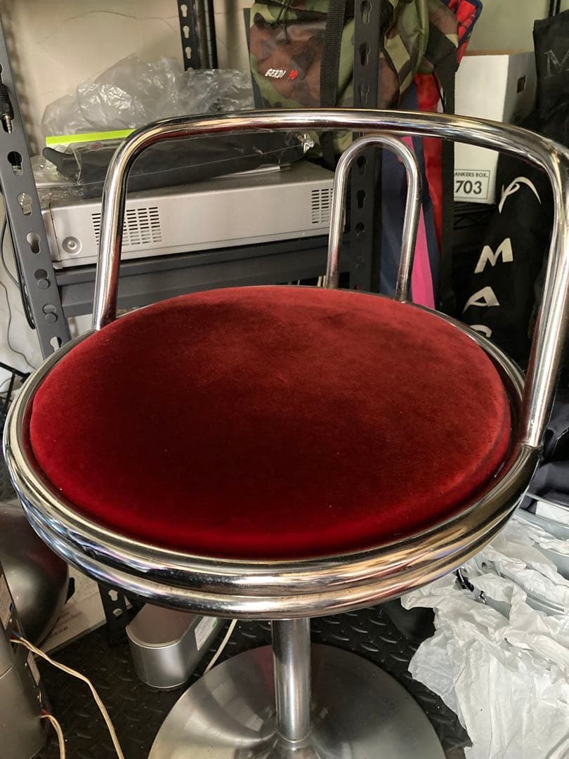 アメリカンチェア座面ベルベット◇カウンターチェア昭和レトロ看板ガレージ基地　椅子