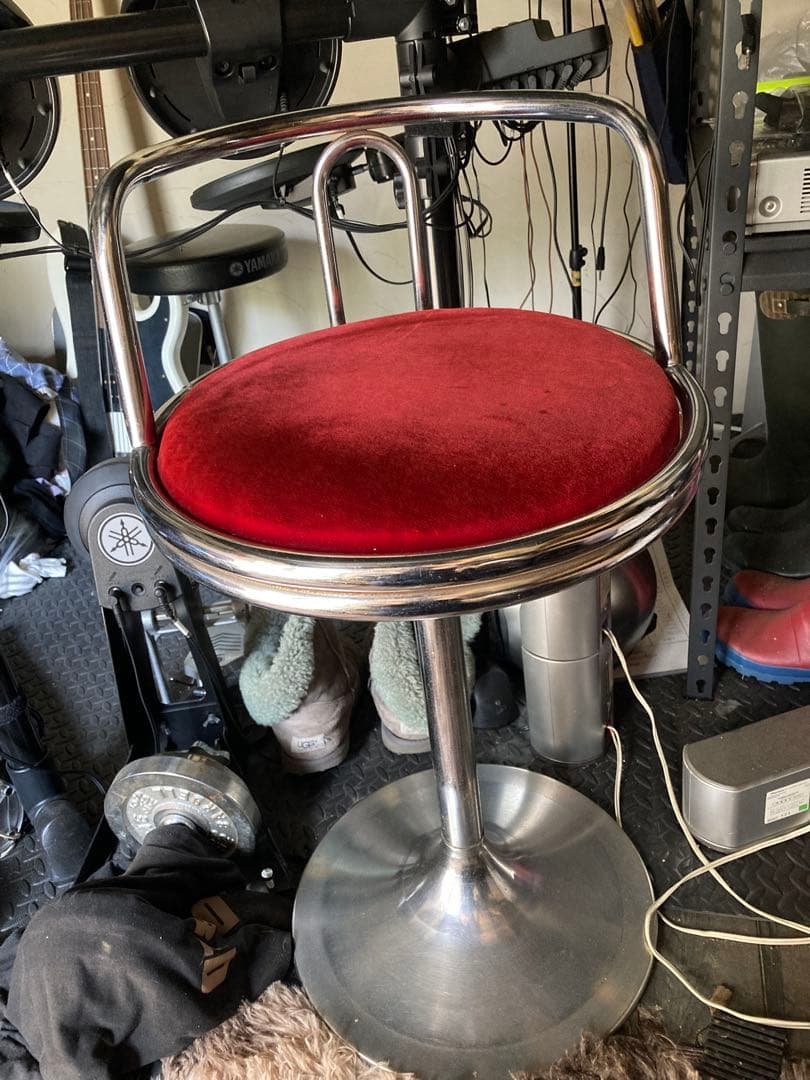 アメリカンチェア座面ベルベット◇カウンターチェア昭和レトロ看板ガレージ基地　椅子