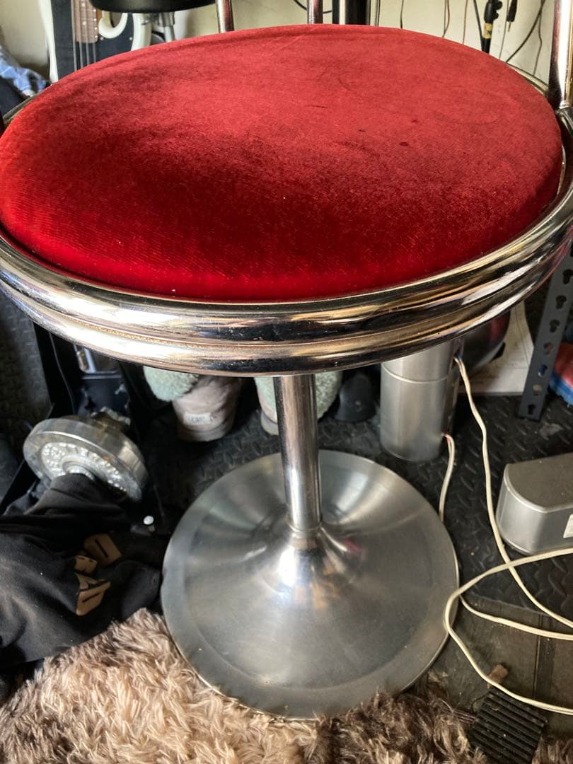 アメリカンチェア座面ベルベット◇カウンターチェア昭和レトロ看板ガレージ基地　椅子