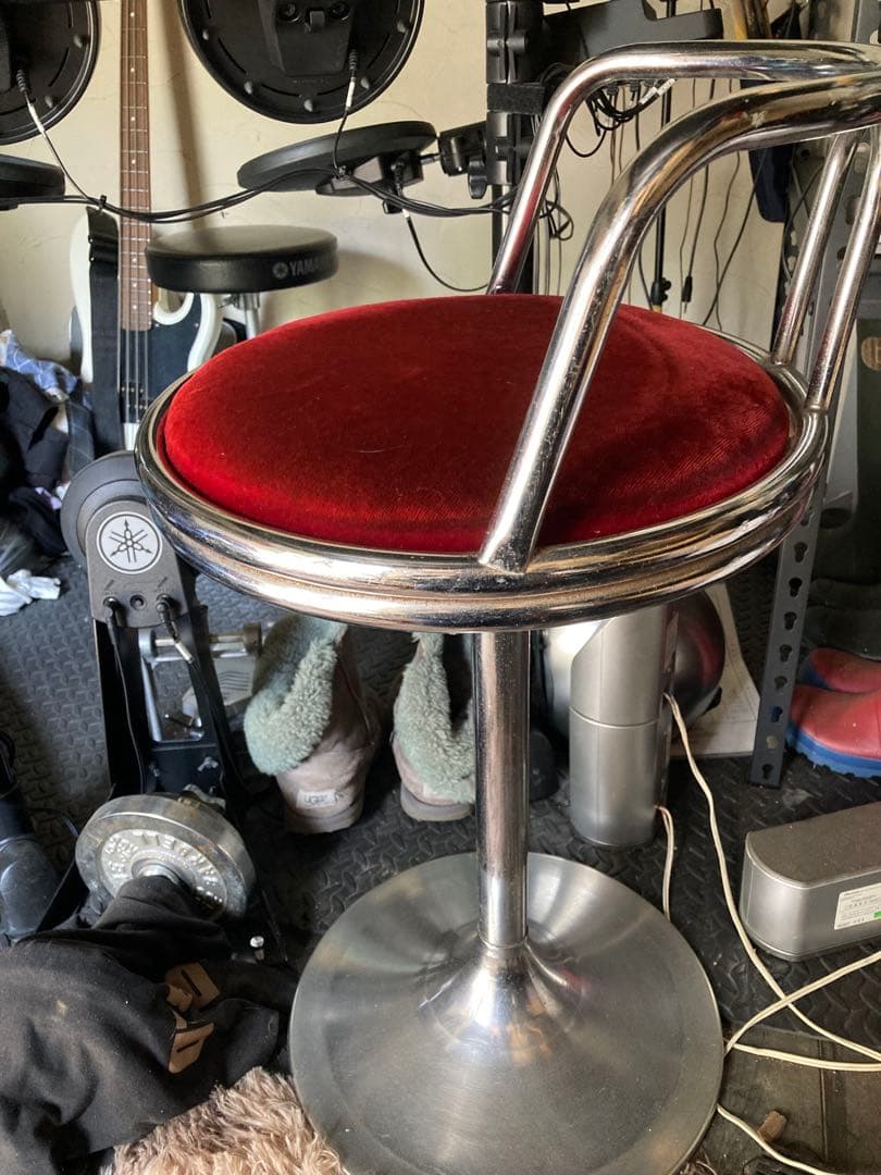 アメリカンチェア座面ベルベット◇カウンターチェア昭和レトロ看板ガレージ基地　椅子