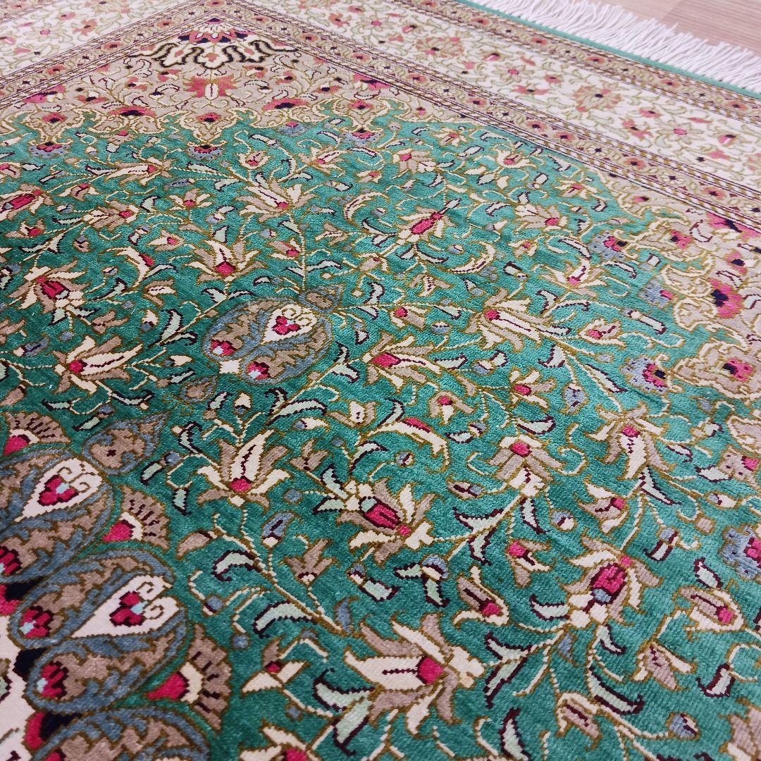 Y3348 高級ペルシャ絨毯 クム産 シルク100% 手織り90万ノット - メルカリ