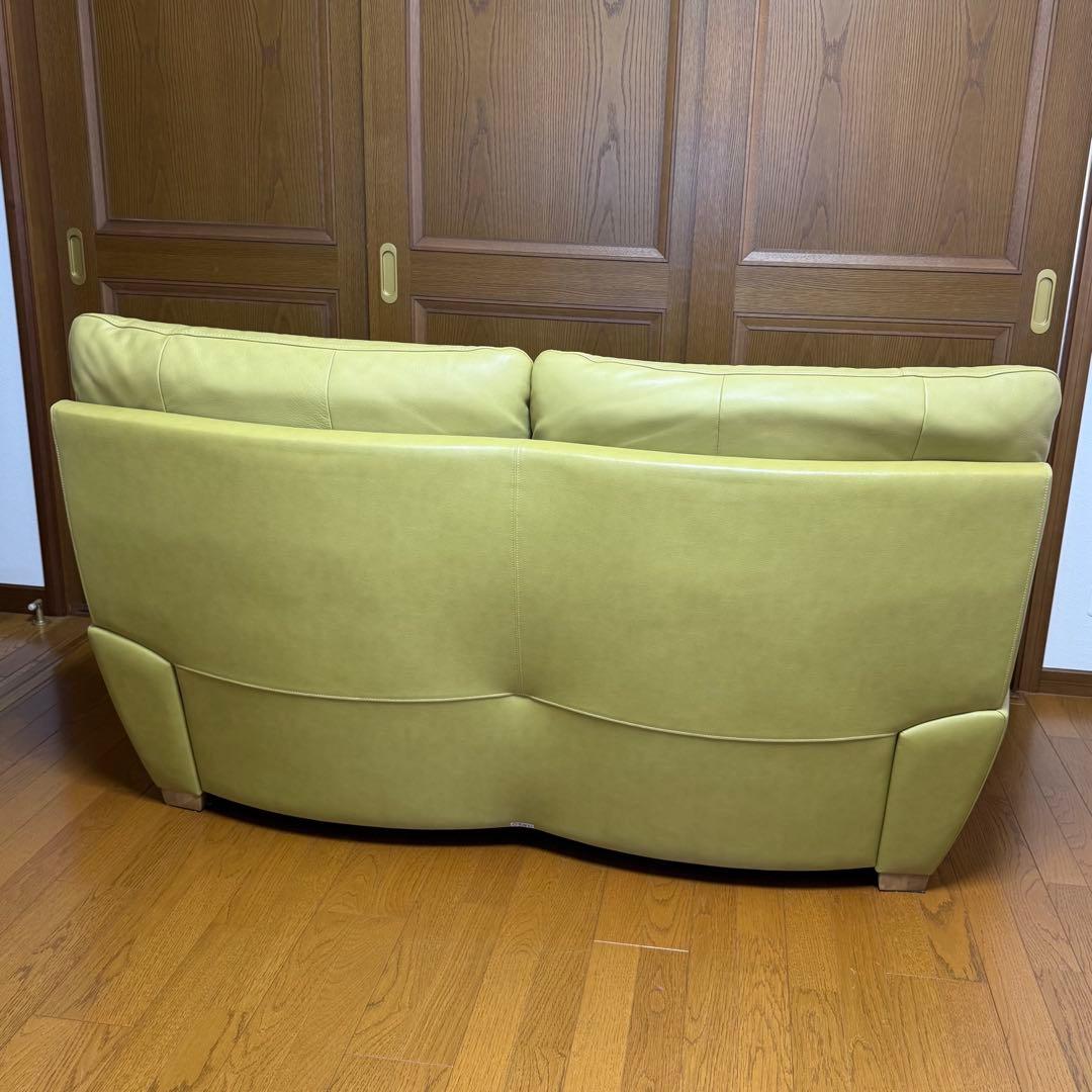 karimoku カリモク　グリーン レザー ソファ　2人掛け　黄緑　チターノ