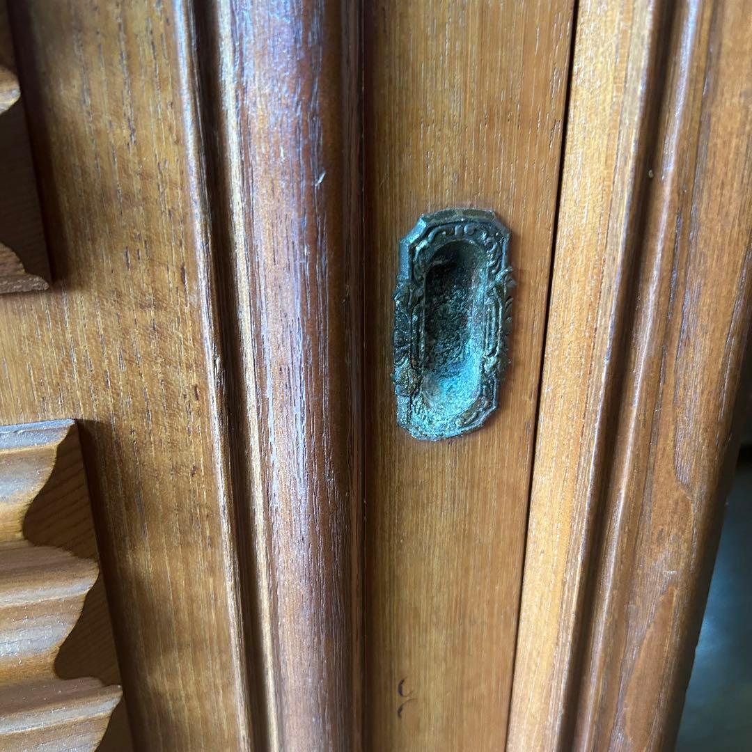 木製食器棚 ガラス扉付き 引き出し付き