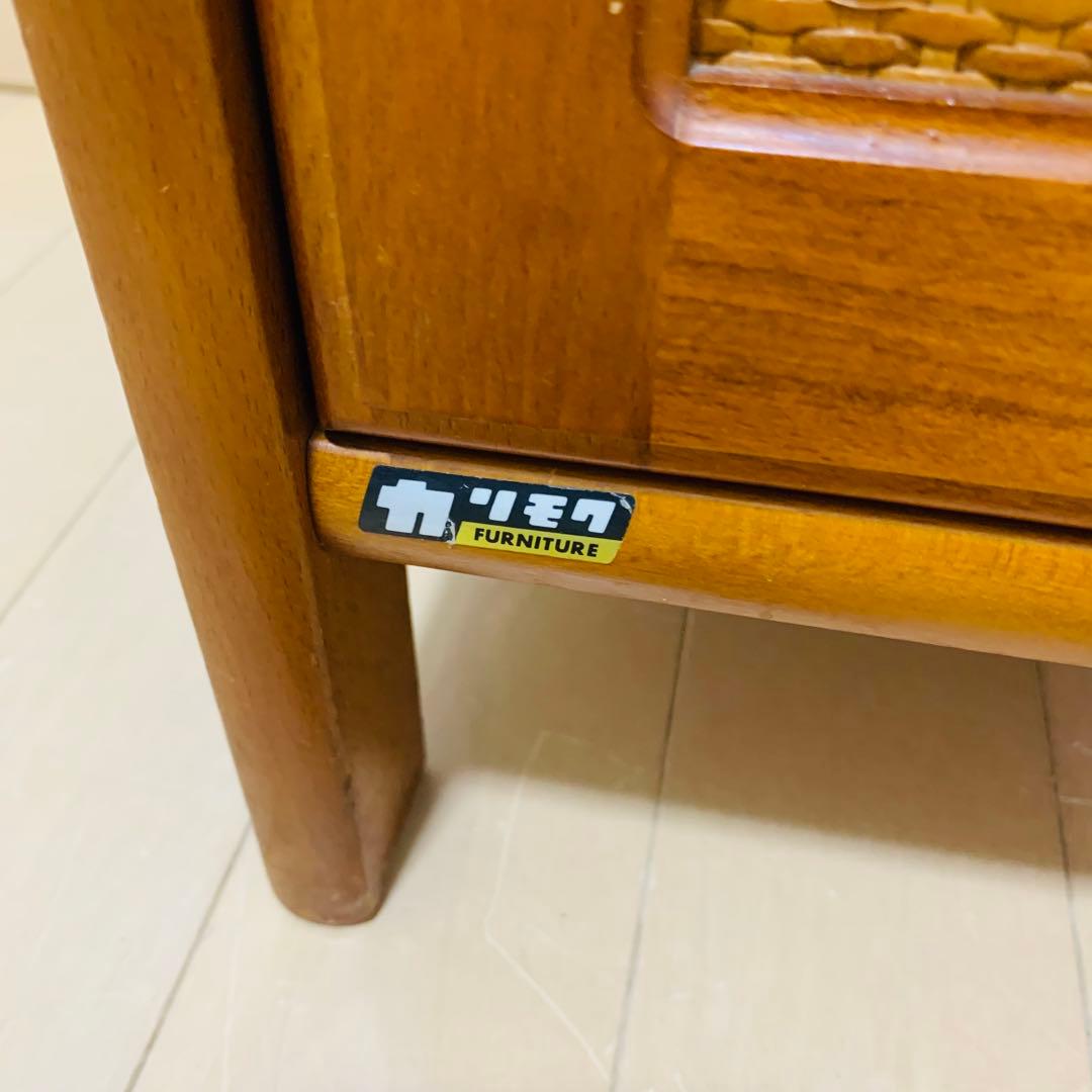 karimoku カリモク ラタン 籐製 電話台 花台 レトロ アンティーク