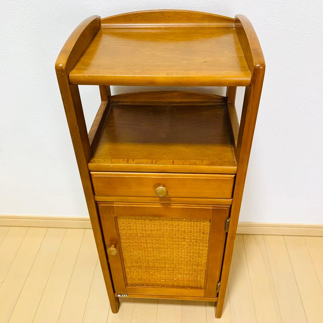 karimoku カリモク ラタン 籐製 電話台 花台 レトロ アンティーク