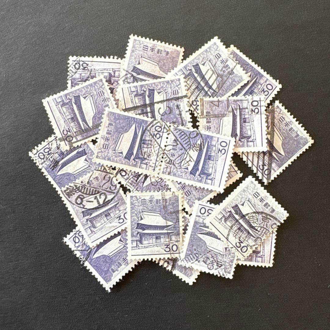 使用済切手】普通切手 第2次円単位 円覚寺舎利殿30円 20枚 昭和37年