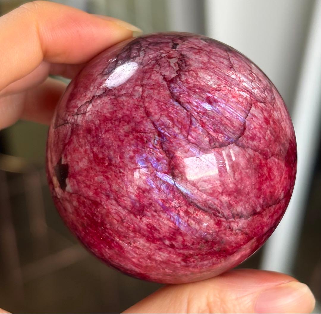高品質　レッドムーンストーン　スフィア　シラー