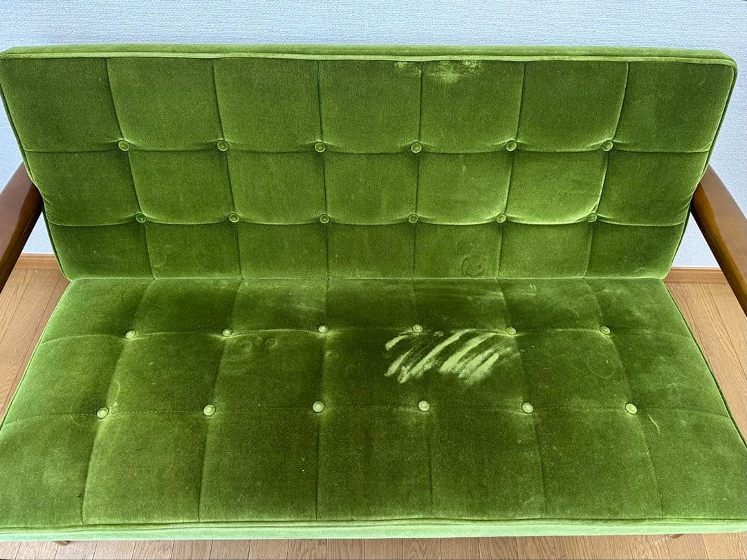 カリモク60 kチェア 2シーター モケットグリーン