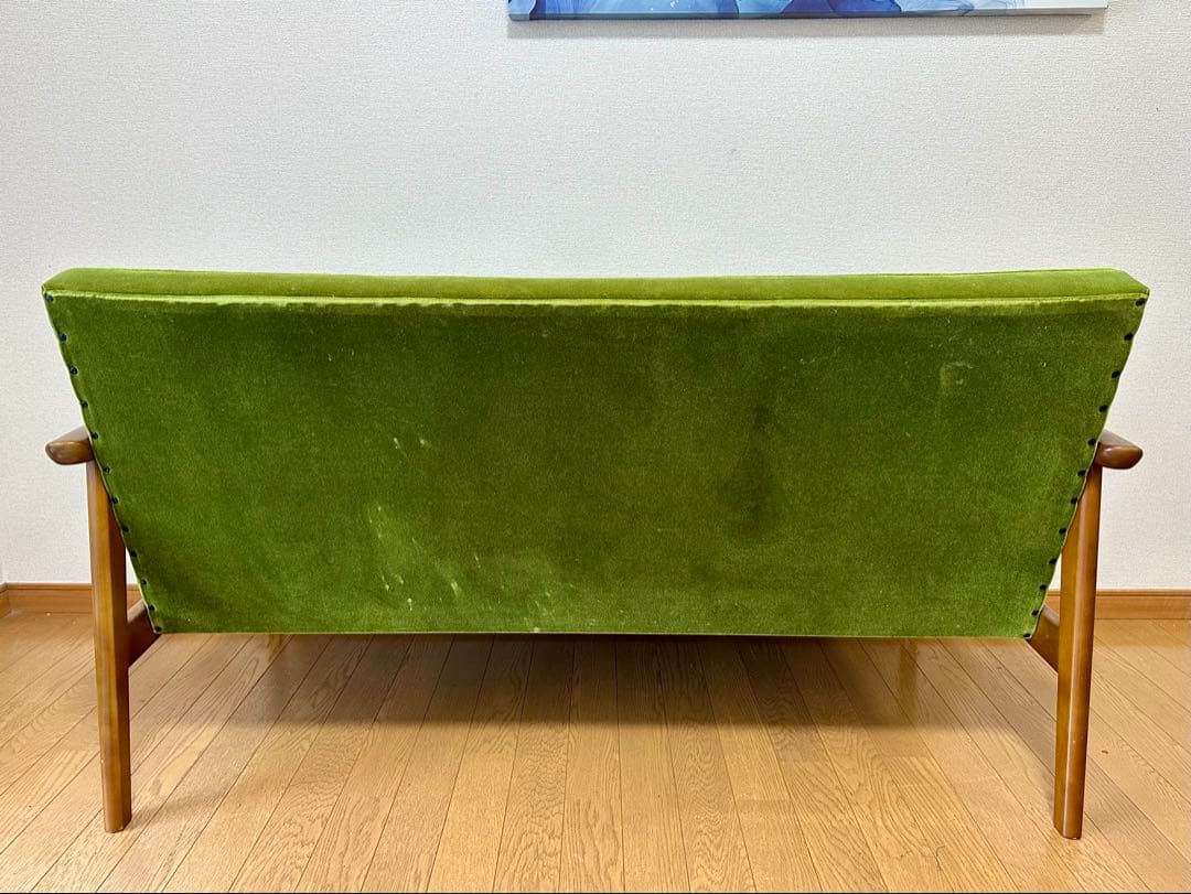 カリモク60 kチェア 2シーター モケットグリーン