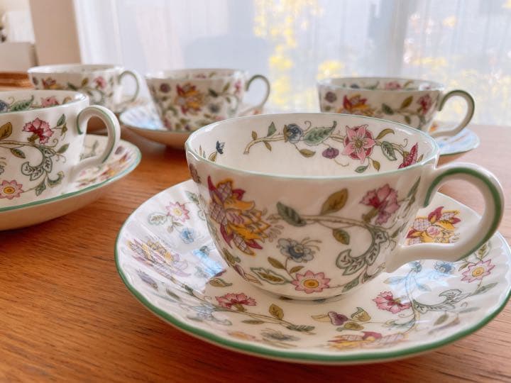 MINTON ミントン☆ハドンホール☆グリーン☆ティーカップ＆ソーサー6客