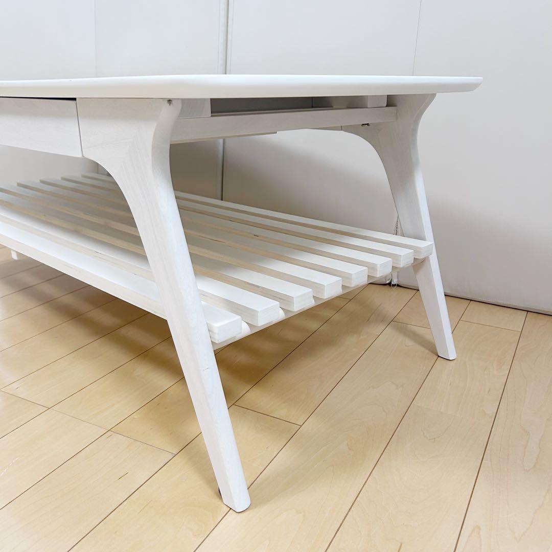 北欧センターテーブル　ローテーブル　姫家具　ホワイト家具　木目調　引き出し