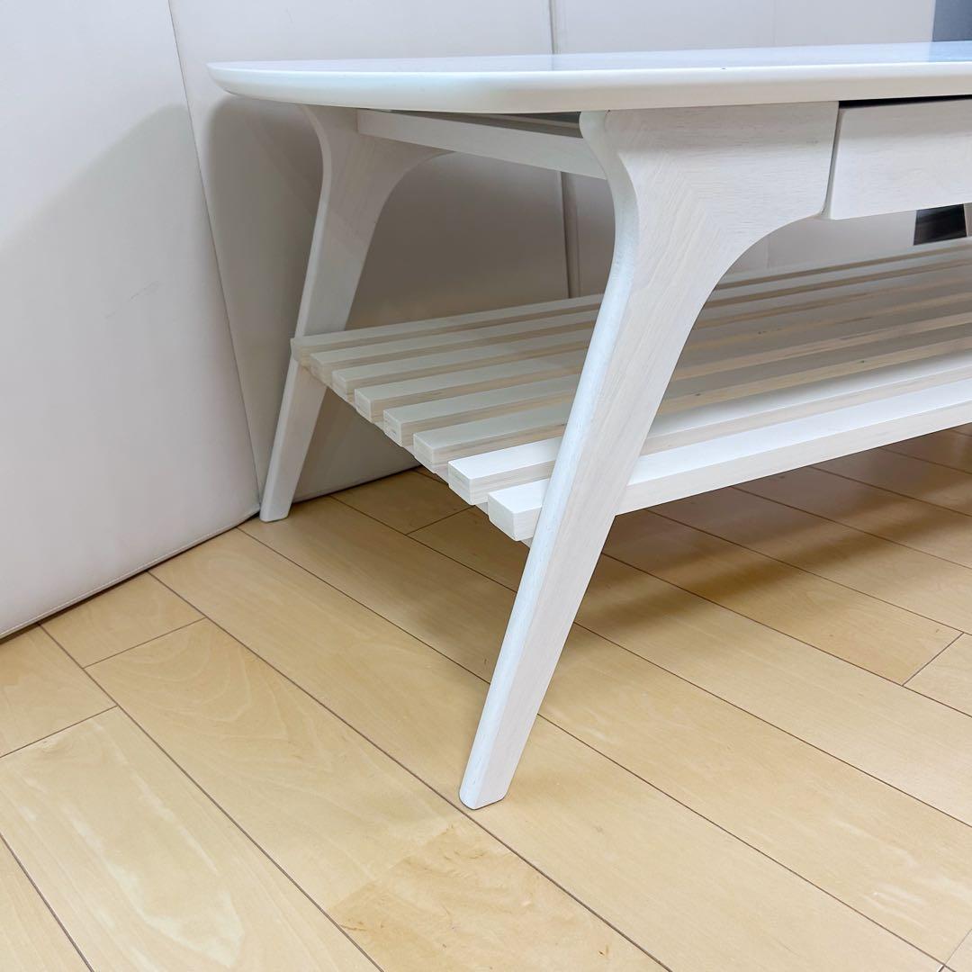 北欧センターテーブル　ローテーブル　姫家具　ホワイト家具　木目調　引き出し