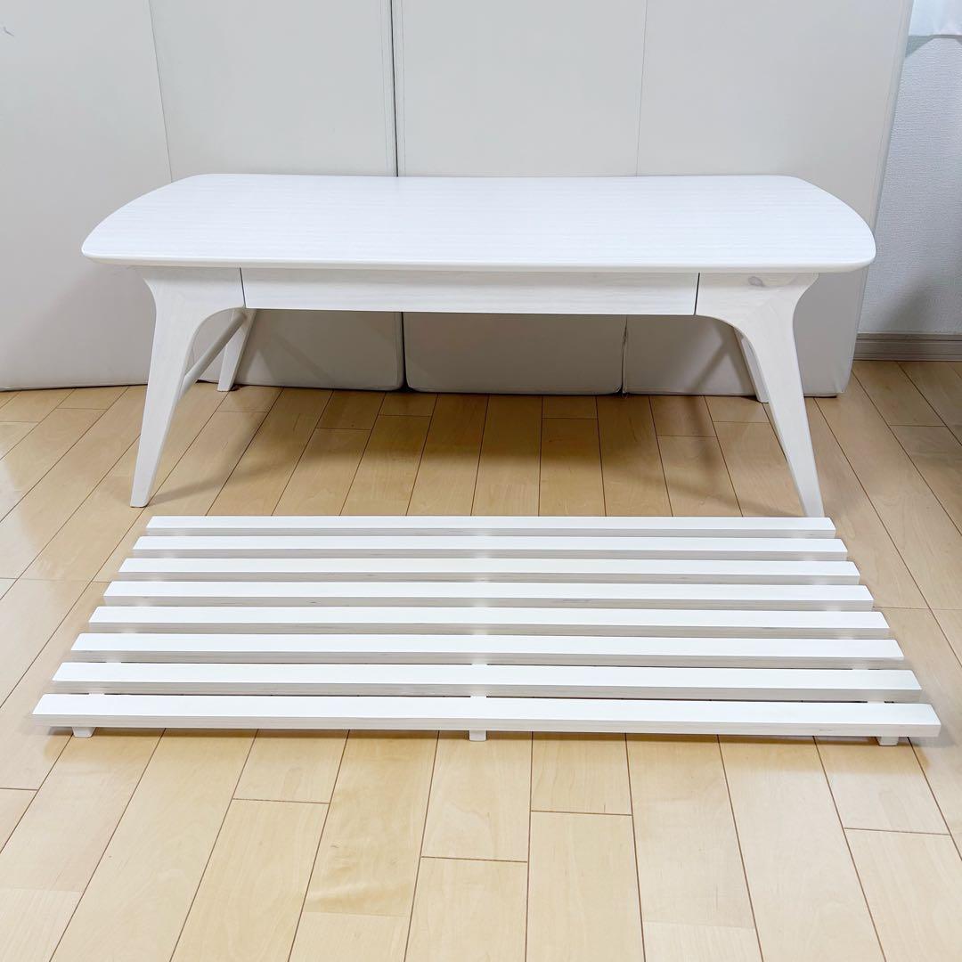 北欧センターテーブル　ローテーブル　姫家具　ホワイト家具　木目調　引き出し