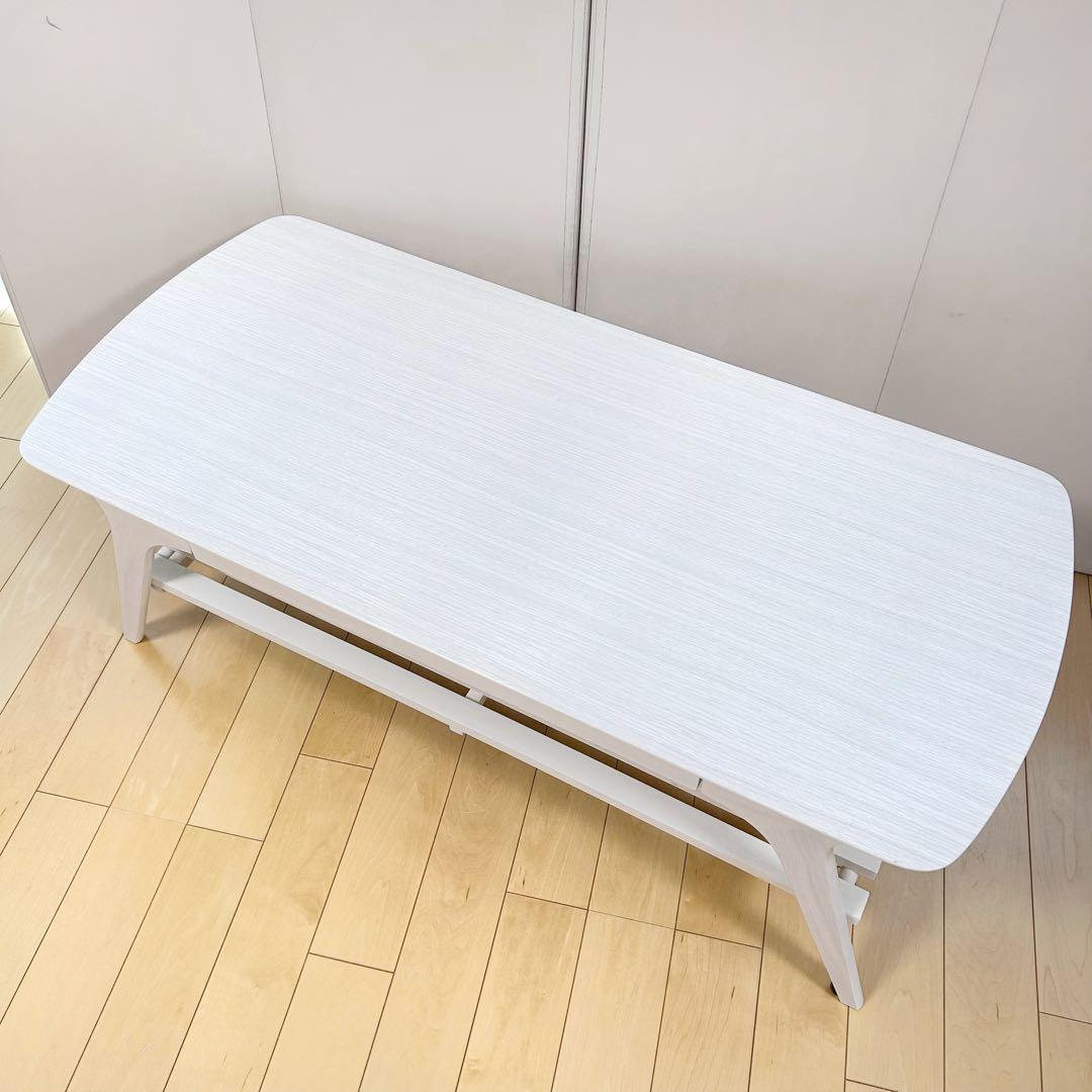 北欧センターテーブル　ローテーブル　姫家具　ホワイト家具　木目調　引き出し