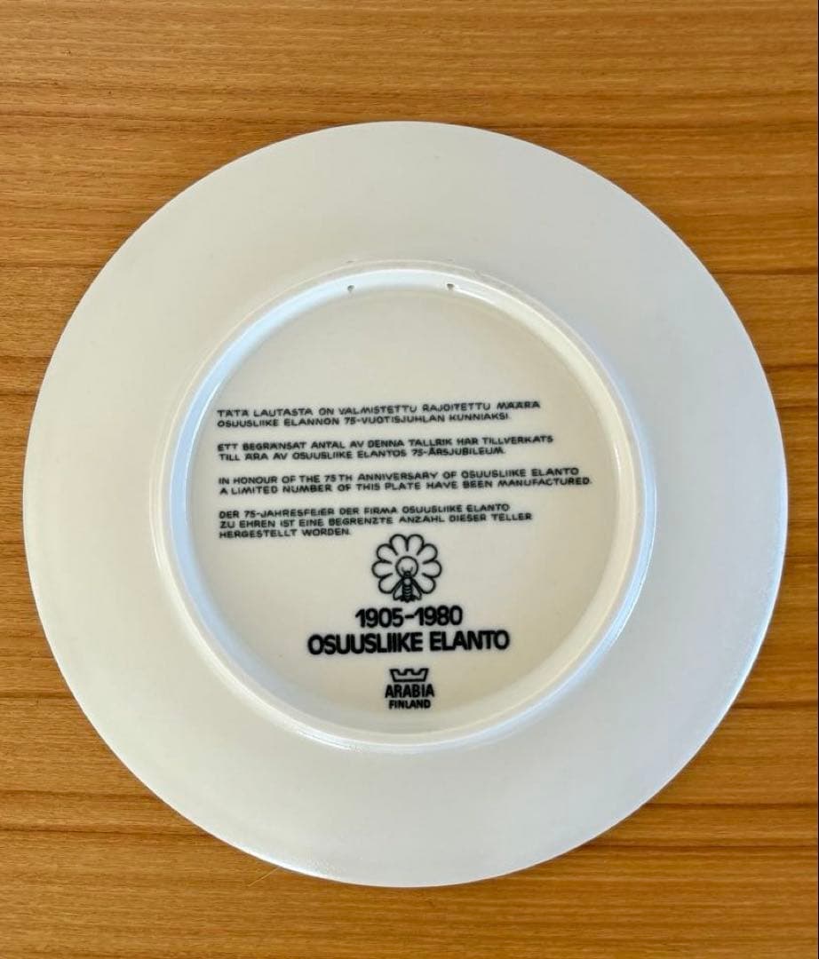 【別注品】ARABIA ウオシッキネン エラント協同組合75周年パン屋プレート①