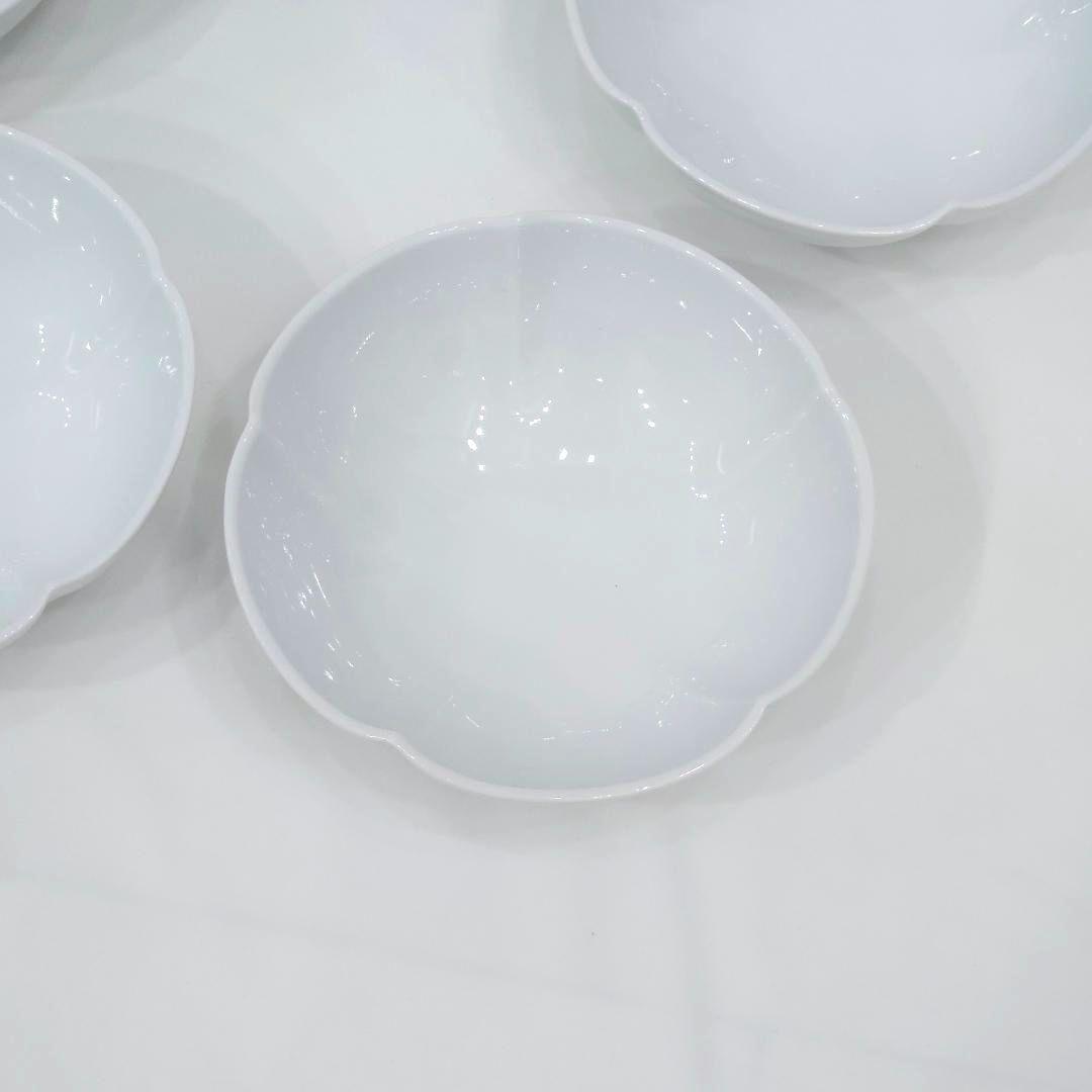 本物 長期保管 未使用品 人間国宝 井上萬二 作 白磁 花形 小鉢 5枚セット