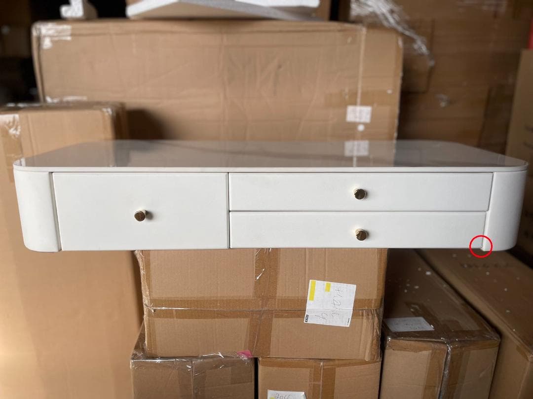 ホワイト モダンドレッサー デスクのみ訳あり品写真をご確認J204-100-02