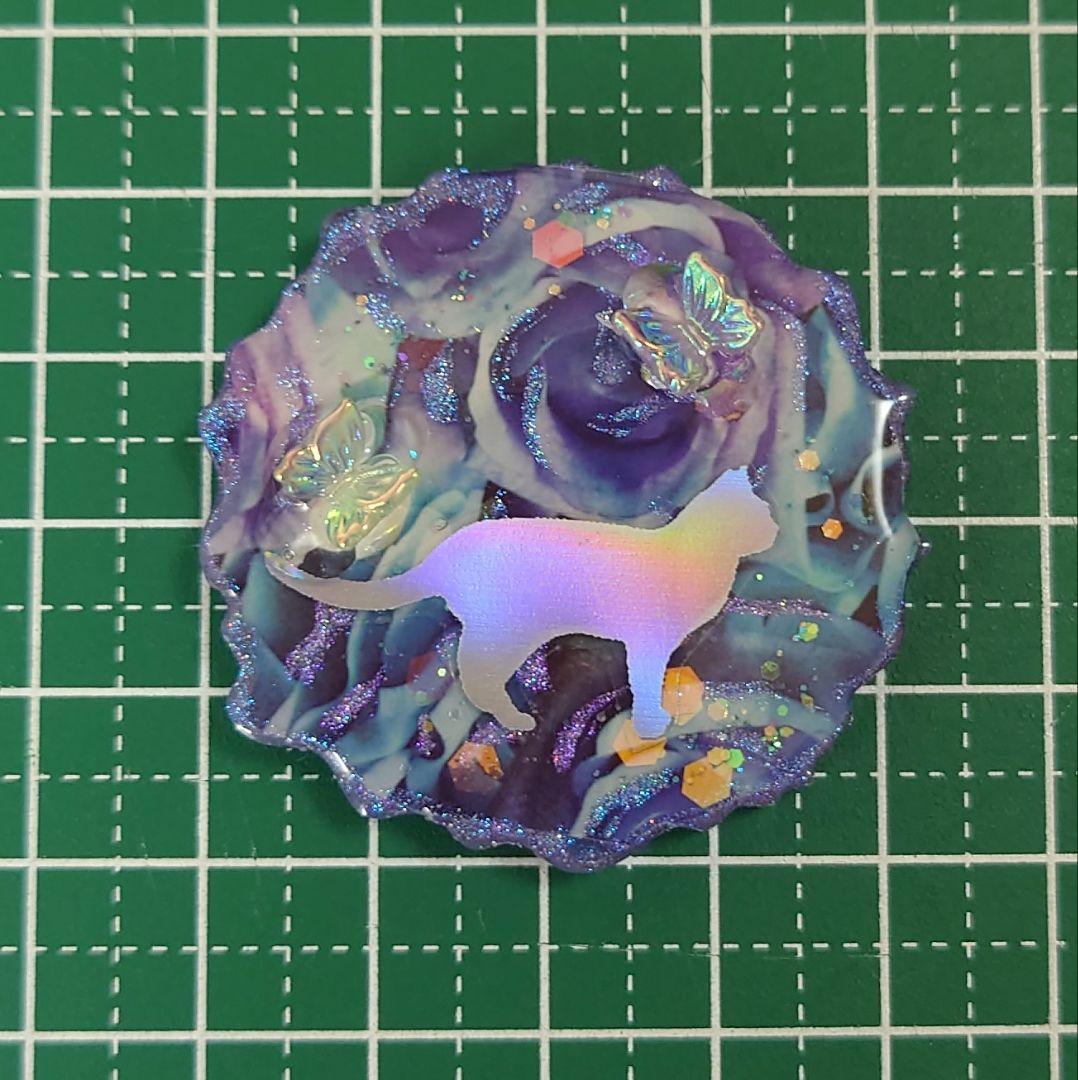 レジン 猫 ヘアゴム ブローチ ポニーフック No.462 取り出す レジン猫