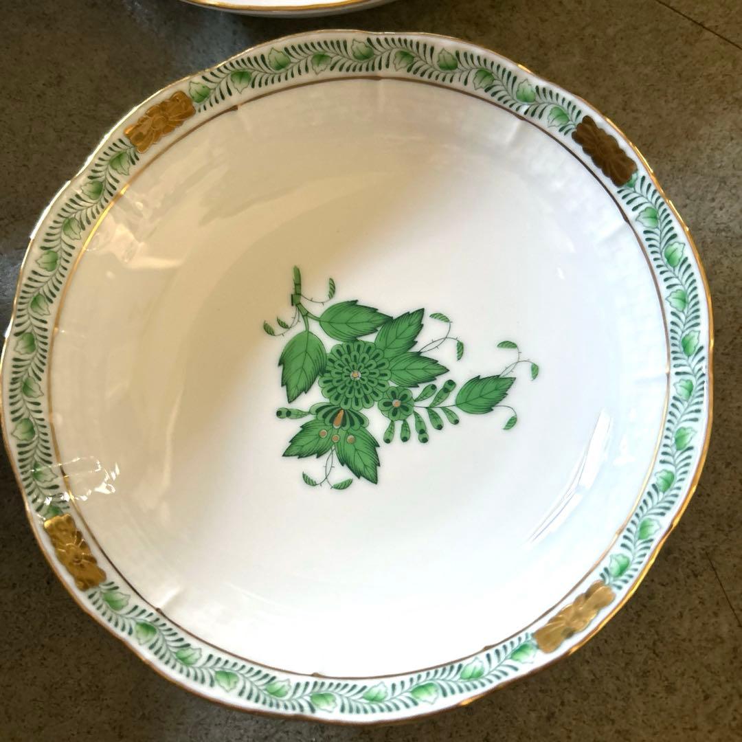 値下げ❗️ヘレンド　ヴィクトリアブーケ　アポニーグリーン　その他　深皿　6枚セット