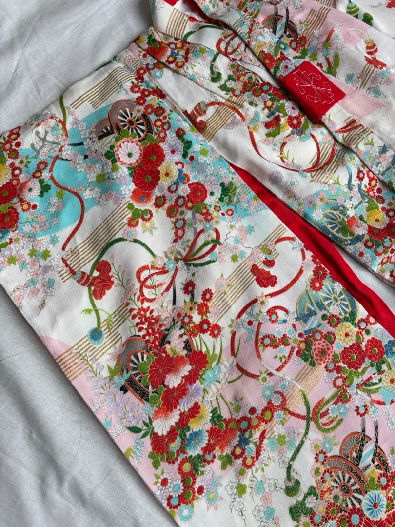 七五三 3歳 女の子 アンティーク着物 帯 エプロン被布 セット