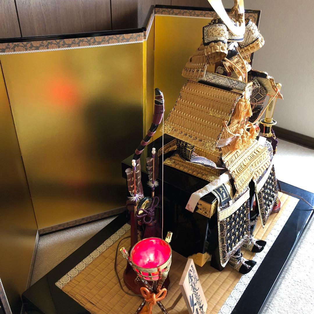 【久月】五月人形　鎧兜　正絹　緋縅之大鍬型大鎧