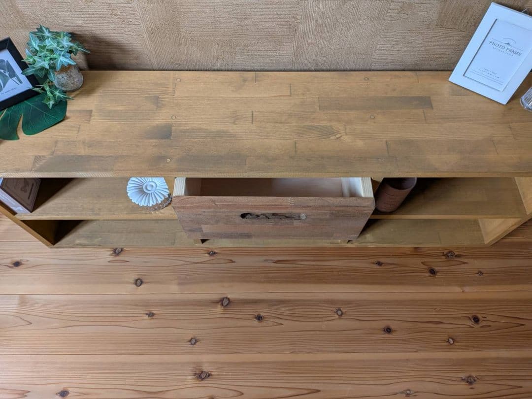 【送料無料】天然木　赤松集成材　チェスト付きスタッキングシェルフ　収納引き出し