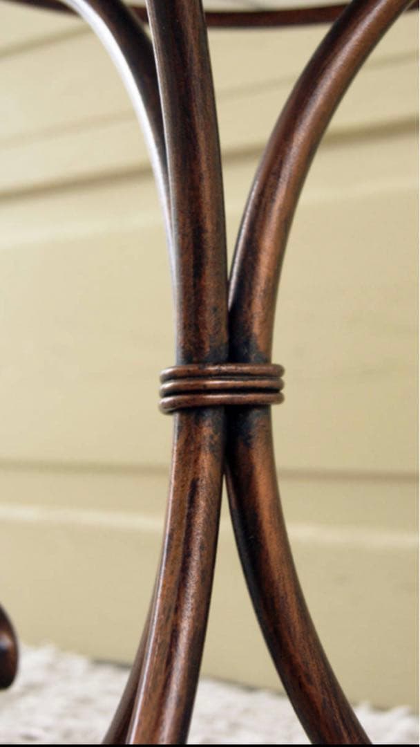 高級 ヴィンテージ♦️大理石×ブロンズ　ラウンドテーブル♦️変形トライポッド♦️送料込