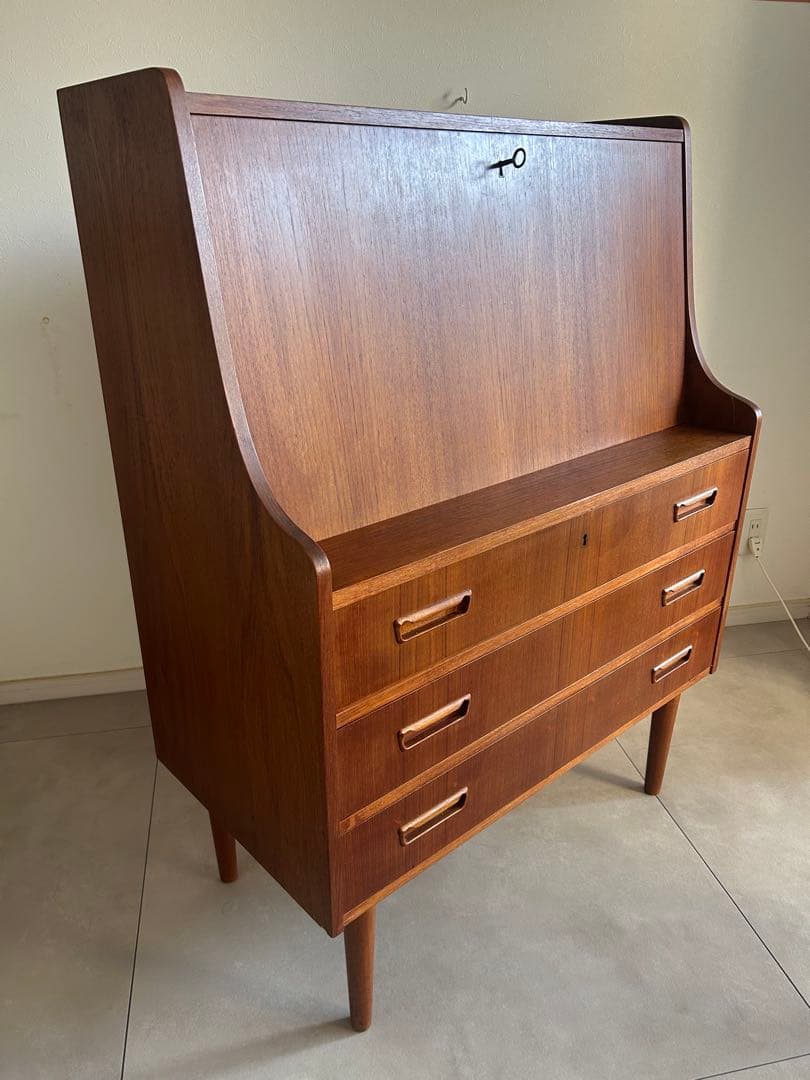 北欧家具 デンマーク ライティングビューロー チェスト 棚 ヴィンテージ チーク