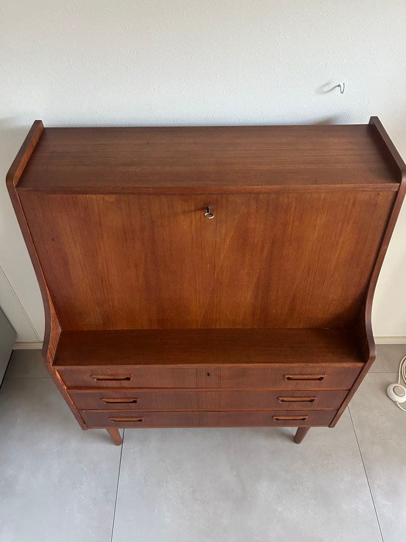 北欧家具 デンマーク ライティングビューロー チェスト 棚 ヴィンテージ チーク