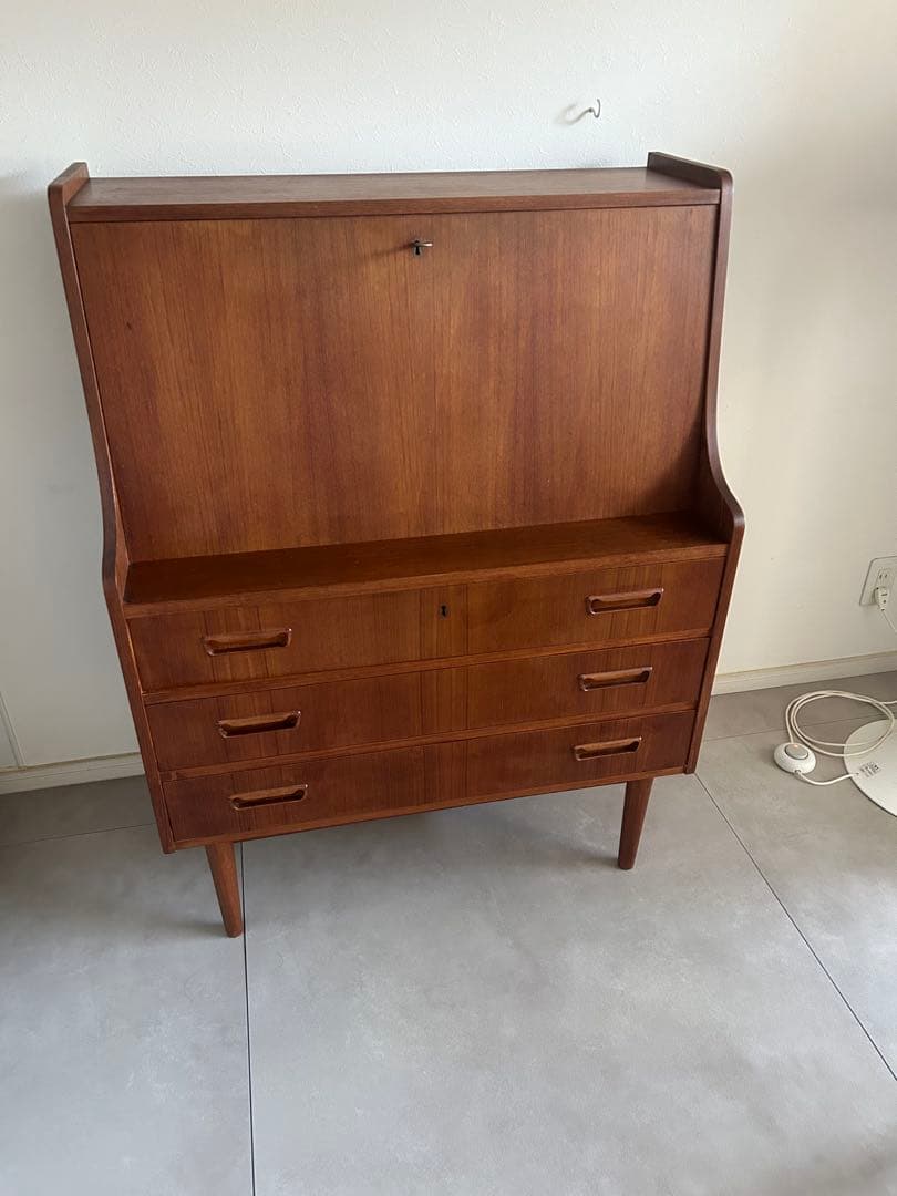 北欧家具 デンマーク ライティングビューロー チェスト 棚 ヴィンテージ チーク